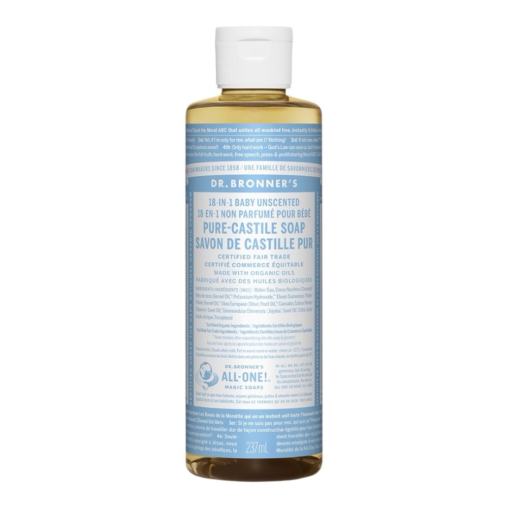 DR. BRONNER'S 18-IN-1 PURE-CASTILE SOAP LIQUID BABY UNSCENTED
